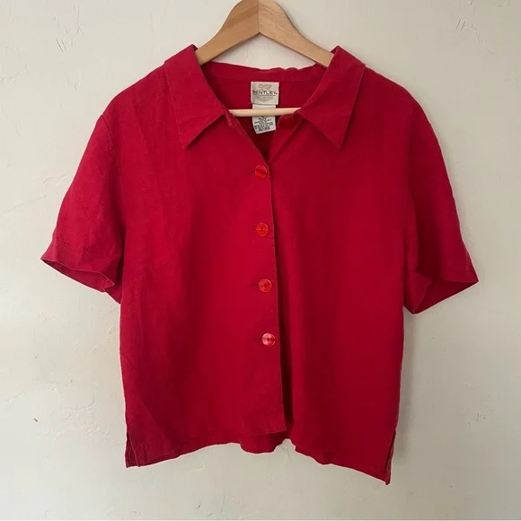 Vintage red linen blouse - Picture 2 of 3